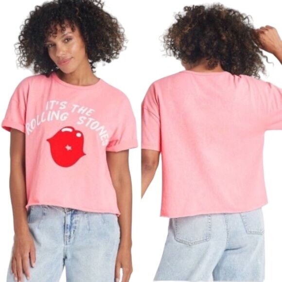 New Rolling Stones Lips Pink Short Sleeve Tee - Picture 1 of 3